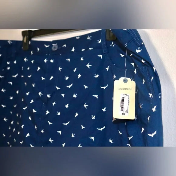 St Johns Bay NWT Skort Womens Plus Size 24W Navy Blue Bird Print 2 Side Pockets - Picture 5 of 6